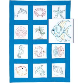 Jack Dempsey Needle Art Beach Theme 9" Quilt Blocks