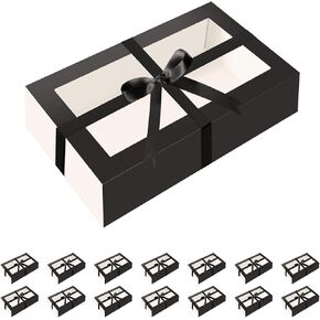 HAPPY POTATO 15 Pack Macaron Boxes for 12, 7.2×4×1.9 Inches, Macaron Packaging Boxes, White Macaron Boxes with Clear Window, Macaron Container Packaging Boxes with Ribbon