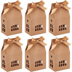 BENECREAT 24pcs 5x3 Inch Camel House Shaped Gift Boxes, Candy Kraft Paper House Shaped Boxes Treat Gift Boxes for Christmas Wedding Baby Shower Birthday Party