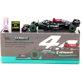 Tarmac Works AMG F1 W12 E Performance #44 Lewis Hamilton Winner Formula One F1 Russian GP (2021) "100th Win with Number Board Global64 Series 1/64 Diecast Model Car T64G-F037-LH3
