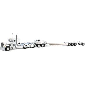 First Gear DCP 1/64 Peterbilt 379 Tri-Axle Flat Top with Fontaine Magnitude Tri-Axle Lowboy Trailer with Booster & Stinger 60-2014