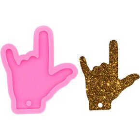 Super Shiny I Love You Sign Language Keychain Mold Resin Silicone Molds Epoxy Resin Craft Nacklace Pendant Jewelry Supplies Polymer Clay Molds Cake Decoration Silicone Mould