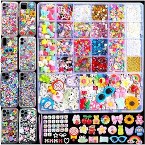 Junk Case Charms Kit,Charms for Junk Cases,4800pcs Junk Phone Case Charm Supplies with Nail Charm Letter Beads Slime Beads Rhinestone Gems Bedazzler Kit Y2K DIY Art Decoration Craft
