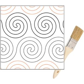 Quilting Pantographs Pattern Paper Roll - for Longarm Quilting Machines - Easy Wavy Spirals Design Quilt Pantograph - Set Includes Long Arm Quilters Sewing Machine Cleaning Brush for Rails and Tracks
