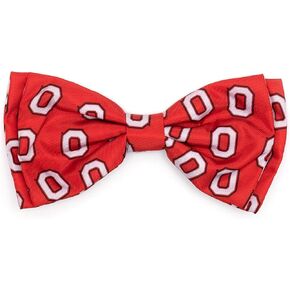 The Worthy Dog Ohio State Tossed Block O Bow Tie Adjustable Collar Attachment Accessory For Dogs Cats Pets - Small, Red