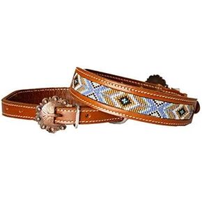 Genuine Leather Dog Collar w/Beaded Inlay! (Medium(13"-18"))