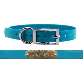 3/4" Wide & 15" Long Solid D Ring Dog Collar Strap with Custom Brass Name Plate (Purple)