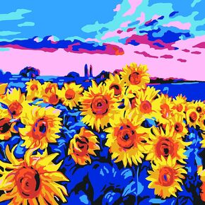 Plaid Sunflower Meadow Modern Kit, 14" x 14" Paint by Numbers for Adults and Kids, Easy-to-Follow DIY Crafts, Art Supplies with A Textured Finish, 17874