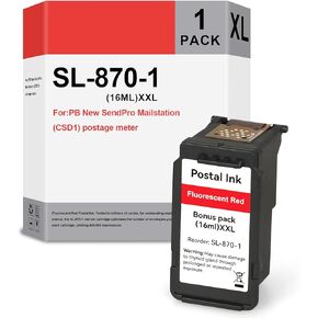 SL-870-1 XXL Red Ink Cartridge for Sendpro Mailstation Ink High Capacity Compatible with SL-870-1 Red Ink Cartridges PB New SendPro Mailstation (CSD1) Postage Meter (16ml*2)