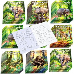 12 Pcs Wild Animal Coloring Books Wild Animal Party Favors Lion Elephant Tiger Giraffe Monkey Zebra Crocodile Bulk Mini Coloring Books Bulk for Kids DIY Art Drawing Activity Book Set for Animals Party