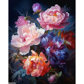 WUIVCTR Paint by Numbers Flower for Adults, Acrylic Oil Painting by Numbers Kits for Beginner with Paintbrushes Brushes Paintwork Art Canvas for Home Decor 16x20 inch / 40x50 cm