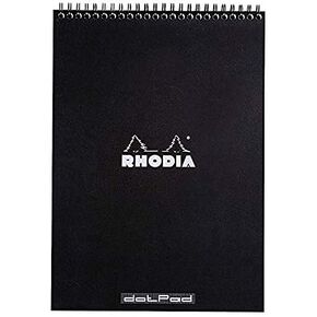 Black Rhodia Notepad 8.25X11.75 Double Spiral Dot Grid