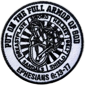 Put on The Full Armor of God Patch, 3 Inches Iron On/Sew On Embroidered Applique Fabric Armor of God Patches for Clothes Backpacks Hat Je