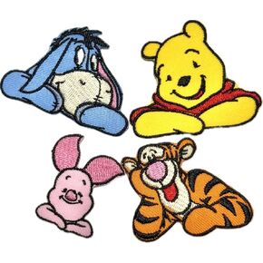 4pc Bear and Friend Iron On Patch Embroidered Iron on Patches for Clothing, Hats, Bags, Backpacks Funny Iron On Applique Badge, Appique Patch, Iron on Patch
