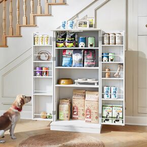 FIMELLO 50'' Dog Food Storage Cabinet with Adjustable Shelf,White