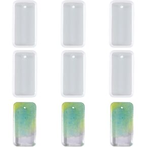 Weenkeey 6 Pcs Rectangle Silicone Mold Keychain Charms Epoxy Resin Mold Tag Resin Casting Molds for DIY Crafts Jewelry Pendant Style 2