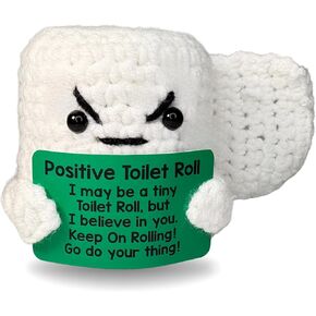 Positive Toillet Roll - Emotional Support Crochet Dolls Handmade Positive Crochet Animals Gifts Emotional Support Plush for Anxiety & Stress Relief Desk Decor