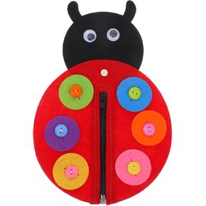 Garneck Page Button Practice Add-On #81 - Engaging Felt Activity for Early Learning DIY Ladybird Craft for Teaching Basic Life Skills Like Zipping and Buttoning