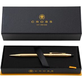 Gold Cross Pen | Personalized Cross Classic Century 23 Karat Gold Plated Ballpoint. Engraved Gift Pen for Awards or Celebrations Gift Box Included.