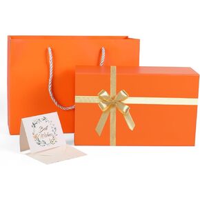 YEEHONG Gift Boxes with Lids for Presents, 9.8x5.9x3.4'' Black Boxes for Gifts, Groomsman Proposal Box for Wedding, Christmas, Halloween, Contains Card, Ribbon, Gift Bags