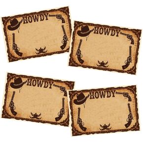 120 Pcs Wild Wild West Adhesive Student Name Tags 2×3 inch Cowboy Name Tag Stickers for Birthday Game, Party Decoration, Activity Game
