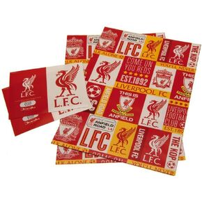 Official Liverpool FC Gift Wrap 2 Sheets 2 Tags, Gift Wrap for Presents, Climate Pledge Friendly Gift Wrap, Liverpool Recyclable Gift Wrap, Officially Licensed Gift Wrap