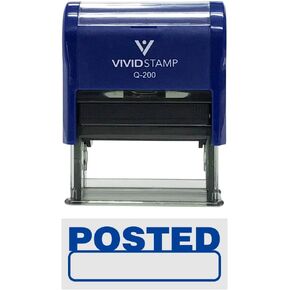 Basic Posted Self-Inking Office Rubber Stamp (Blue) - Medium