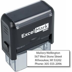 ExcelMark Custom Self Inking Rubber Stamp - Home or Office (A1848-4 Lines)