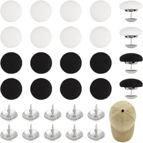 PH PandaHall 20 Sets Baseball Cap Button 2 Color Cloth Covered Buttons 19mm Top Replacement Hat Button Black Fabric Covered Button White Round Buttons for Hat Jeans Replacement Repair Clothing Sewing
