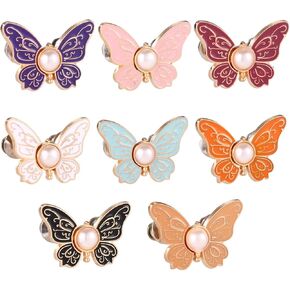 BOXOB 8pcs Butterfly Pants Waist Tightener, Detachable Alloy Butterfly Jean Buttons Clips No Sew No Tools Women Jeans Waist Adjuster Decorative Metal Pins for Loose Jeans (8 Colors)