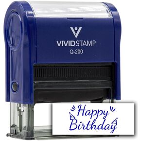 All Quality Happy Birthday Self-Inking Rubber Stamp | Family & Friends | Novelty Homely Stamps (Blue Ink) - Q-400