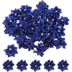 PATIKIL 1.2 Inch Small Ribbon Flowers, 100 Pcs Satin Ribbon Flowers Mini Fabric Flowers for Crafts DIY Wedding Ornament Appliques, Dark Purple, 3cm