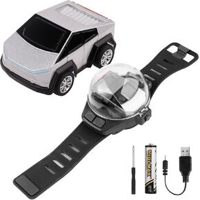 Mini New Watch Remote Control Car Easter Toy, 2.4GHZ RC Racing Car Battle Watch Toys for Kids Boys Girls,LED Lights, USB Charging,Birthday Party, Yellow