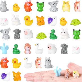 38pcs Miniature Resin Animal Bulk,Small Animal Figurines for Fairy Garden Décor Micro Landscape Ornaments Dollhouse Craft Accessories