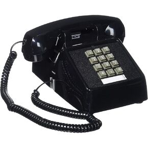 Single Line 2500 Classic Analog Desk Phone with Volume Control, 2 Ports, Handset and Line Cord Included, Black
