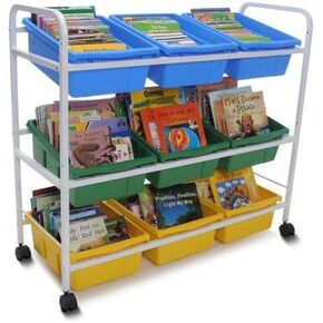 Copernicus BB005-9 Leveled Reading Book Browser Cart with 6 Large Divided and 3 Open Tubs