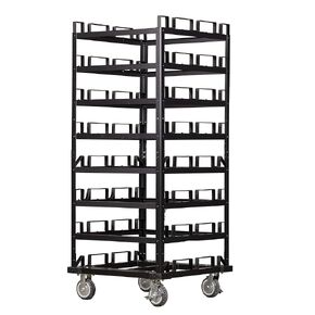 Trafford Industrial Stanchion Post Cart, 12 Posts, Horizontal Padded Storage and Locking Wheels for Safety