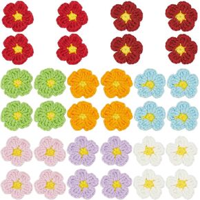 FINGERINSPIRE 42 Pcs Crochet Applique 3 Colors Knitting Wool Yarn Heart Patches Handmade Knitting Heart Shape Ornament Accessories for DIY Costume, Hat, Bag, Earrings or Hair Tie Accessories