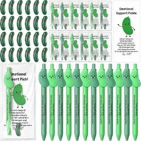 24 Set Pickle Employee Appreciation Gifts Bulk Teacher Christmas Back to School Positive Motivational Pen Inspirational Mini Resin Bookmark Funny Emotional Cucumber Card for Coworker Staff