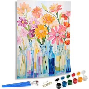 SKRYUIE Paint by Numbers Kits for Adults Vase, Acrylic Flower Oil Paint by Numbers for Adults Beginner Canvas with Brushes Paintwork Art Crafts for Home Decor 16x20 inch n3