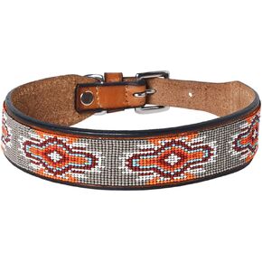 HILASON Black 20 in Western Style Heavy Duty Beaded American Leather Pet Dog Collar | for Dogs Comfortable
