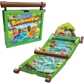 A Fast-Paced Family Board Game with Rolling Log Travel-Friendly Design Perfect for Kids Ages 5+ 2-4 Players Includes Beaver Pieces and Gameboard