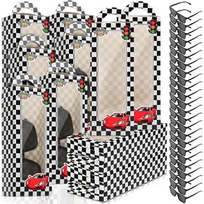 Fuyoooo 12 Sets Racecar Checkered Party Favors Black Sunglasses Checkered Racing Party Favor Bags Race Car Theme Birthday Supplies