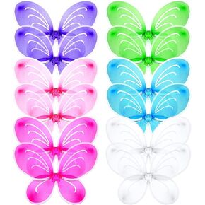 Geosar 24 Pcs Butterfly Wings Girls Fairy Wing Bulk Party Favor Decor Birthday Costume Dress up for Kids Gift(Colorful)