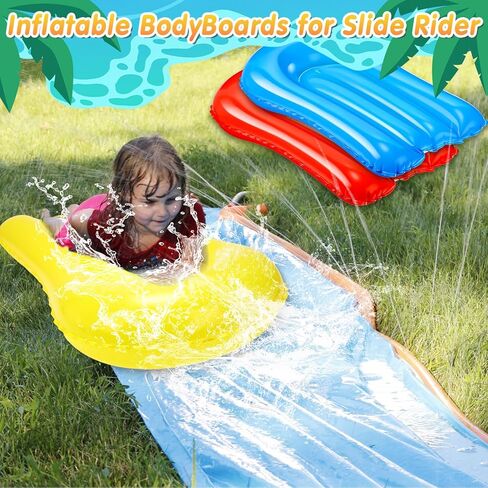 9 Pcs Inflatable Body Boards for Water Slides, Pool Slide Inflatable Surfboard 21.2 x 15 Inch Portable Surf Boards for Kids Garden Lawn Water Slide Accessories in Saudi Arabia