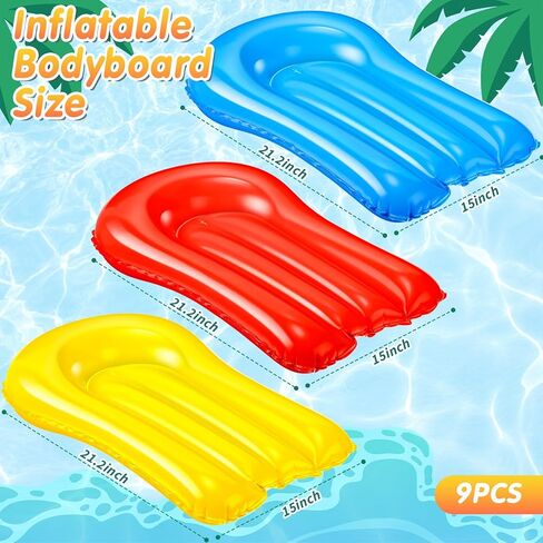 9 Pcs Inflatable Body Boards for Water Slides, Pool Slide Inflatable Surfboard 21.2 x 15 Inch Portable Surf Boards for Kids Garden Lawn Water Slide Accessories in Saudi Arabia
