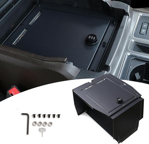 Center Console Organizer Safe Lock Box Storage Compatible with Ford F150 2021 2022 2023 2024 2025 with 3 Digit Combo Password Interior F150 Anti-Theft Accessories, Black in Kuwait
