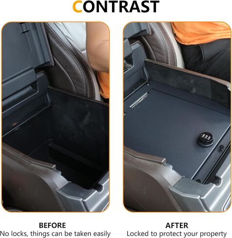 Center Console Organizer Safe Lock Box Storage Compatible with Ford F150 2021 2022 2023 2024 2025 with 3 Digit Combo Password Interior F150 Anti-Theft Accessories, Black in Kuwait