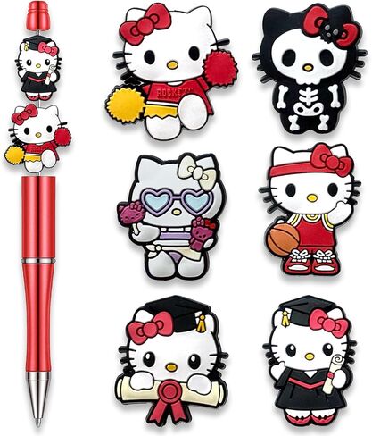 الخرز البؤري الكرتونية للأقلام ، حبات بؤرية السيليكون اللطيفة لصنع مجوهرات مفاتيح أحلام حبة DIY (D) in Kuwait