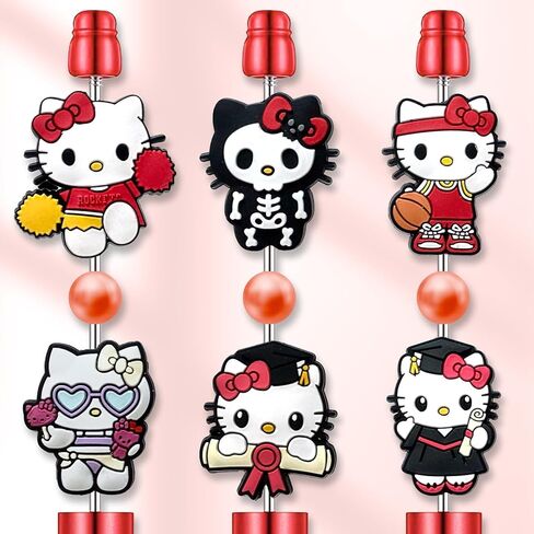 الخرز البؤري الكرتونية للأقلام ، حبات بؤرية السيليكون اللطيفة لصنع مجوهرات مفاتيح أحلام حبة DIY (D) in Kuwait